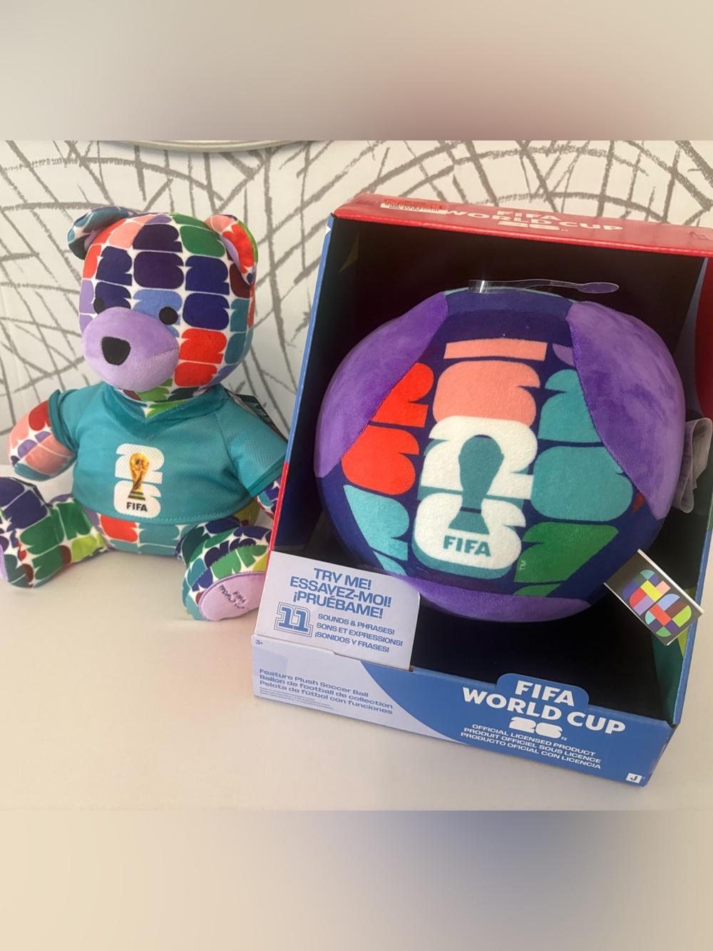 FIFA World Cup 2026 Plush Set Includes: Bear And Plush Soccer Ball With 11Sounds - Picture 2 of 15